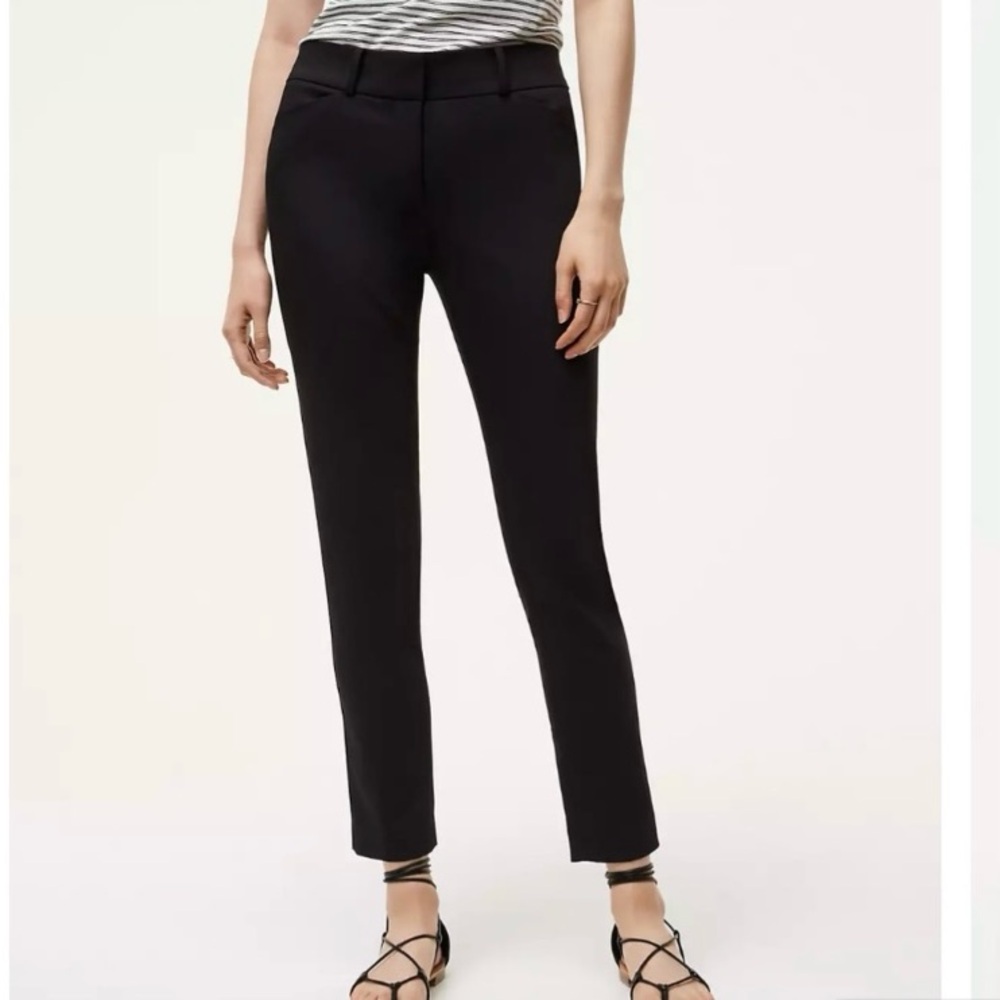 Loft Julie SKINNY Black Ankle Length Pants Curvy Through the Hip Size 12 New